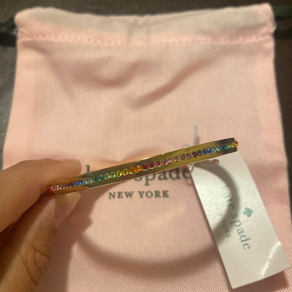 NWT Kate Spade rainbow stone gold bangle